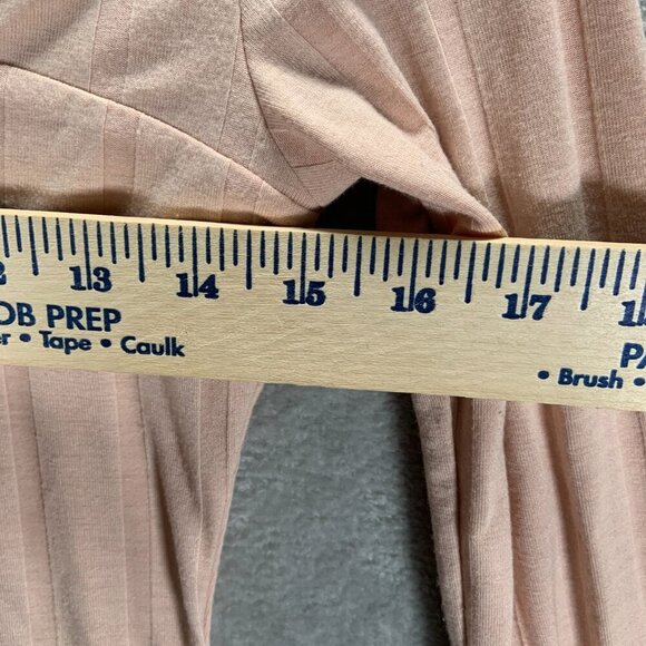 Forever 21 Bodysuit Women's Medium Pink Long Sleeve Ribbed Knit Square Neck - Picture 5 of 7